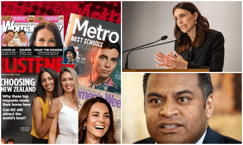 Bauer magazines, prime minister Jacinda Ardern and minister for broadcasting, communications and digital media Kris Faafoi (Photos: Getty Media) 
