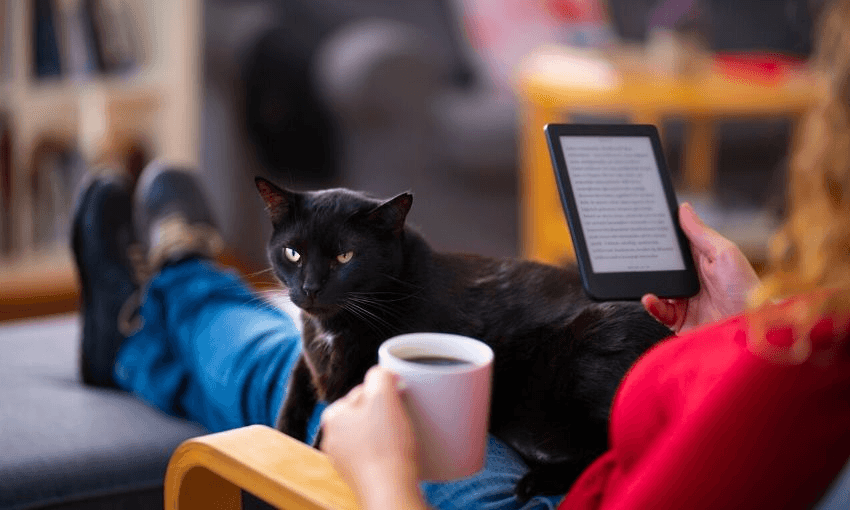 Reminder: you don’t need an ereader to read ebooks. Cat and cuppa definitely help though. (Image: hocus-focus, Getty Images)