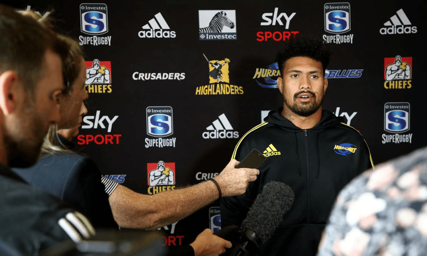 Ardie Savea of the Hurricanes speaks to media during the 2020 Super Rugby Season Launch on January 21, 2020 in Auckland (Photo: Phil Walter/Getty Images) 
