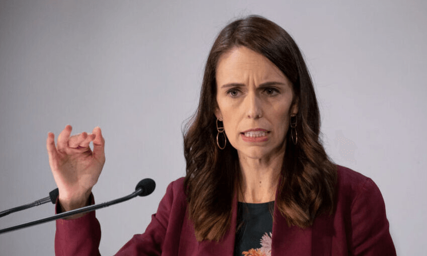 Jacinda Ardern speaks at Parliament. (Photo by Mark Mitchell – Pool/Getty Images) 
