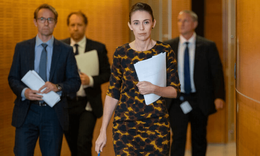 Jacinda Ardern at the Beehive last week (Photo: Mark Mitchell – Pool/Getty Images) 
