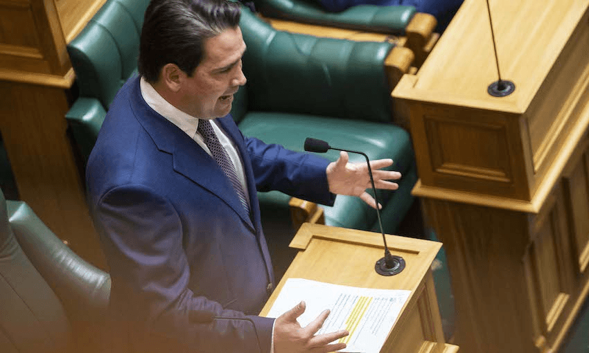 Leader of the opposition Simon Bridges delivers his speech in the house, Budget 2020. (