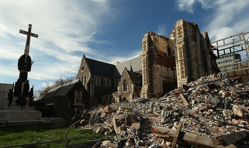 Cathedral Square, Christchurch on September 28, 2011, six months after the February earthquake (Photo: Cameron Spencer/Getty Images) 
