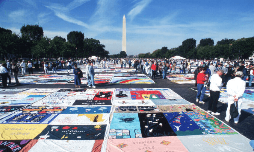 The US AIDS Memorial Quilt in Washington, DC in 1996. (Photo: Evan Agostini/Liaison) 
