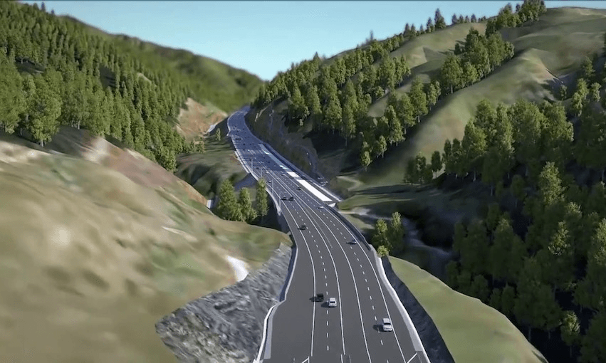 An artist’s impression of a stretch of the completed Transmission Gully motorway north of Wellington (Image: NZTA) 
