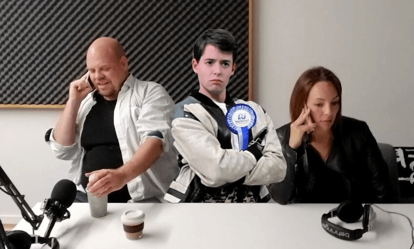 Ben Thomas, Annabelle Lee-Mather and Todd Muller work the phones.