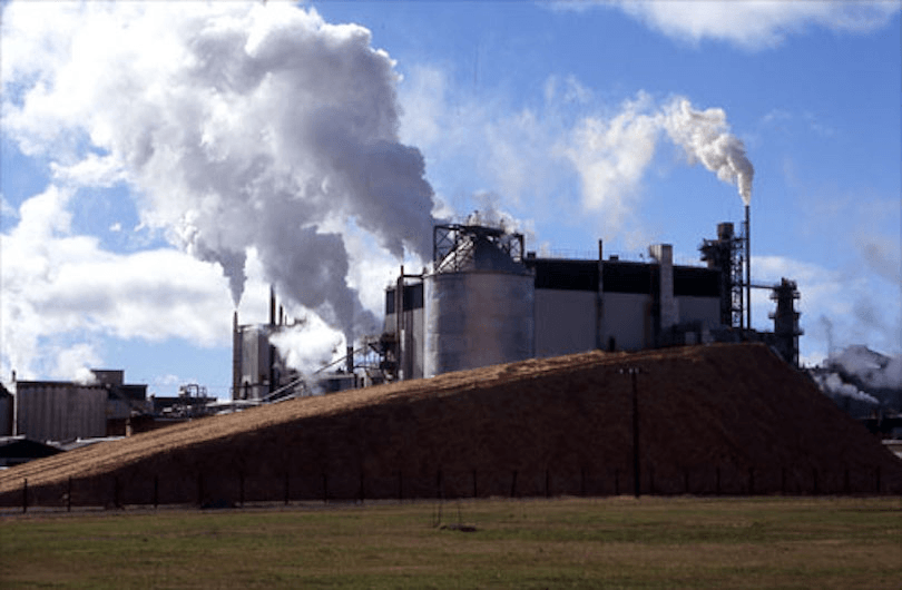The old Tasman pulp and paper mill, located just outside Kawerau in the Eastern Bay of Plenty (Photo: teara.govt.nz)