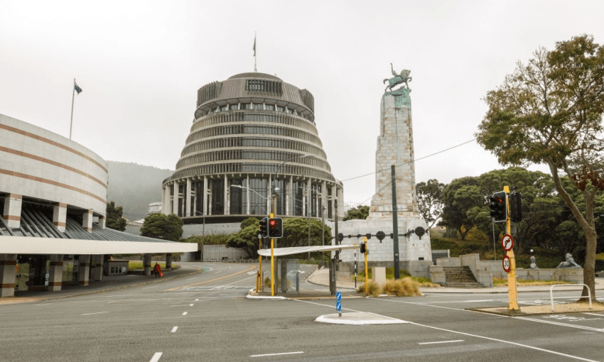 The Beehive in Wellington on a gloomy lockdown day (Getty Images) 
