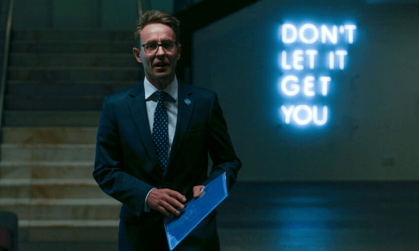 Director-General of Health Dr Ashley Bloomfield arrives at a press conference on June 18.  (Photo by Hagen Hopkins/Getty Images) 
