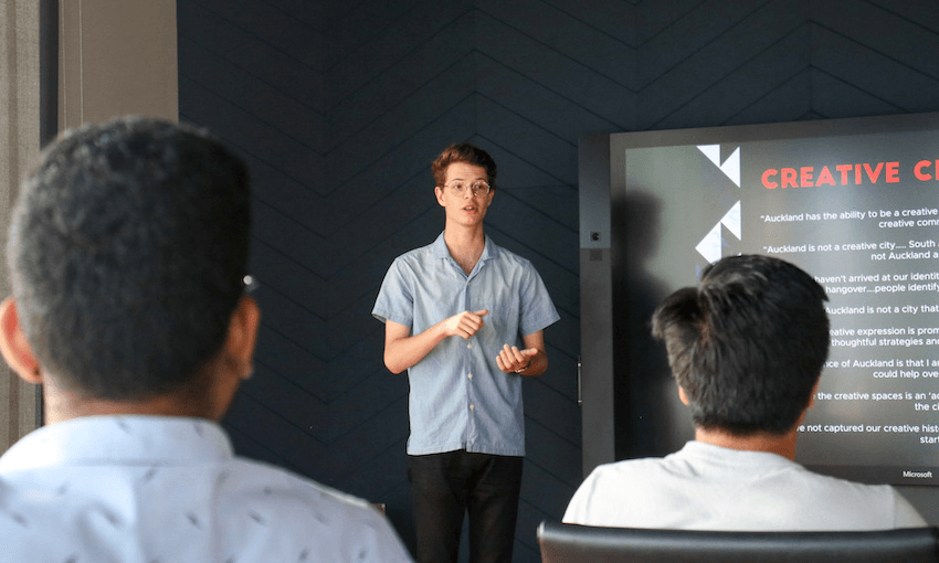 Matthew facilitating a workshop with YANZ young creatives, advising ATEED on their Creative Industries Strategy 2030 from a youth perspective. (Photo: Supplied)