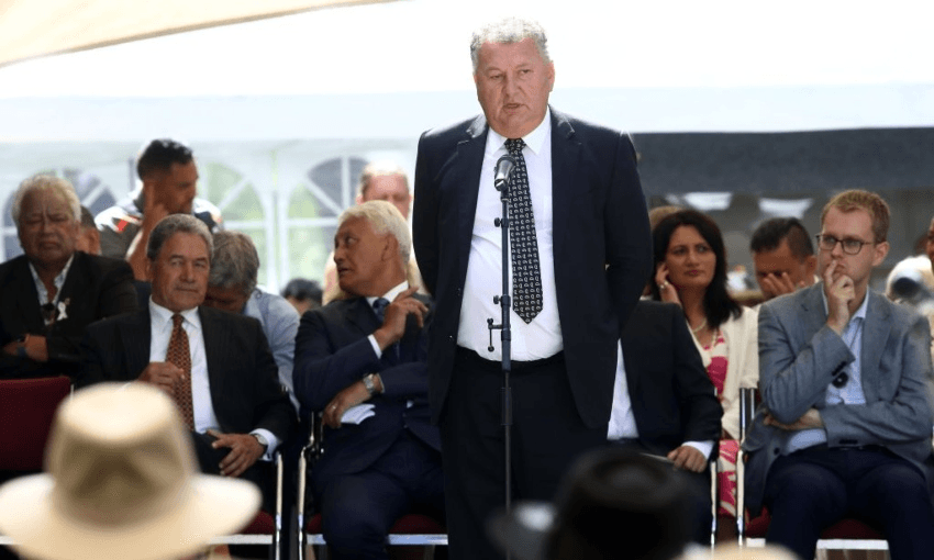 NZ First MP Shane Jones speaking at Waitangi (Getty Images) 
