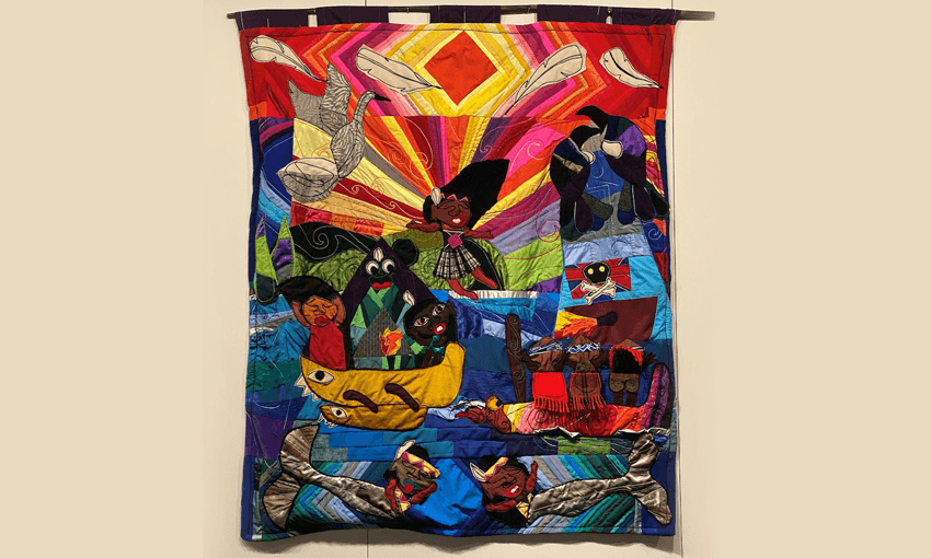 Maungarongo Te Kawa’s ‘The Natives Must Be in Awe’ (2019, quilt) 
