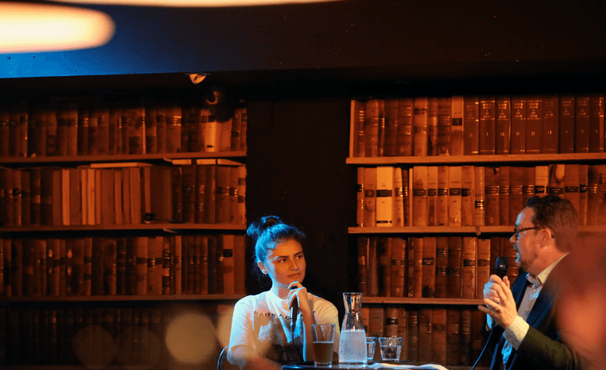 Chloe Swarbrick and Danyl Mclauchlan at Meow, Wellington. Photo: Naomi Madeiros 
