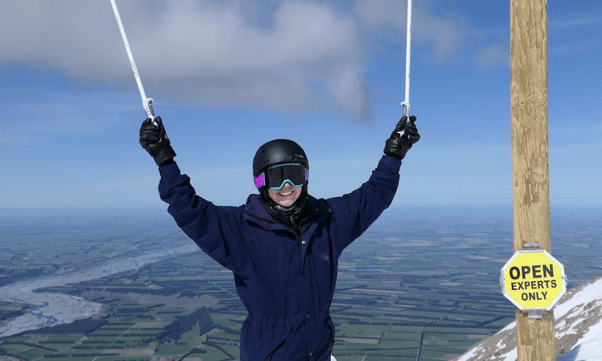 Sarah Bennett and her skis. (Photo: Lee Slater) 
