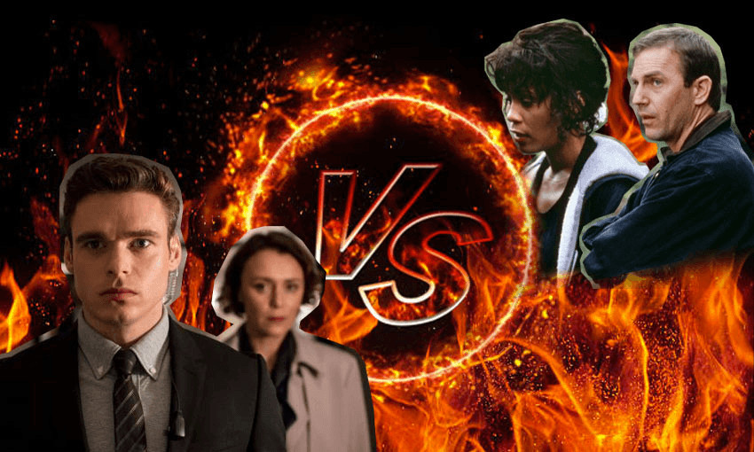 Two men, two bodies to guard, but only one of them can win. Will it be Richard Madden’s David Budd or Kevin Costner’s Frank Farmer? 
