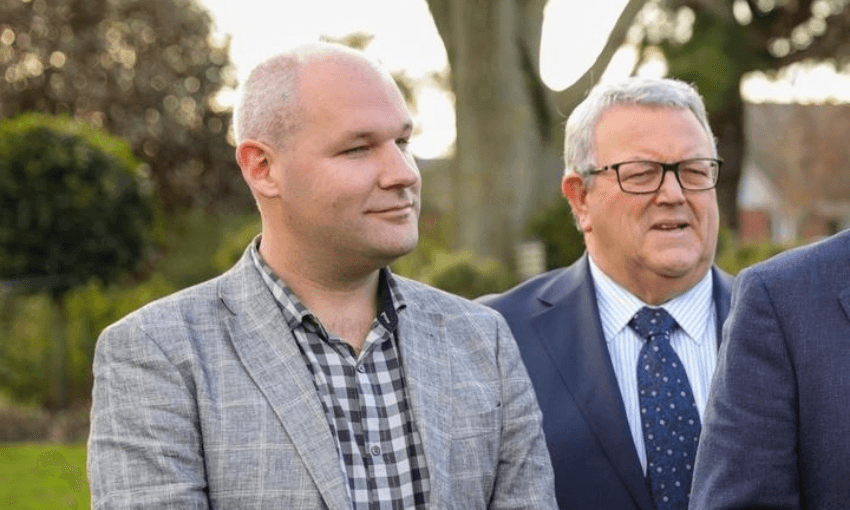 Andrew Falloon at a National Party roading announcement several weeks ago (Radio NZ, Nate McKinnon) 
