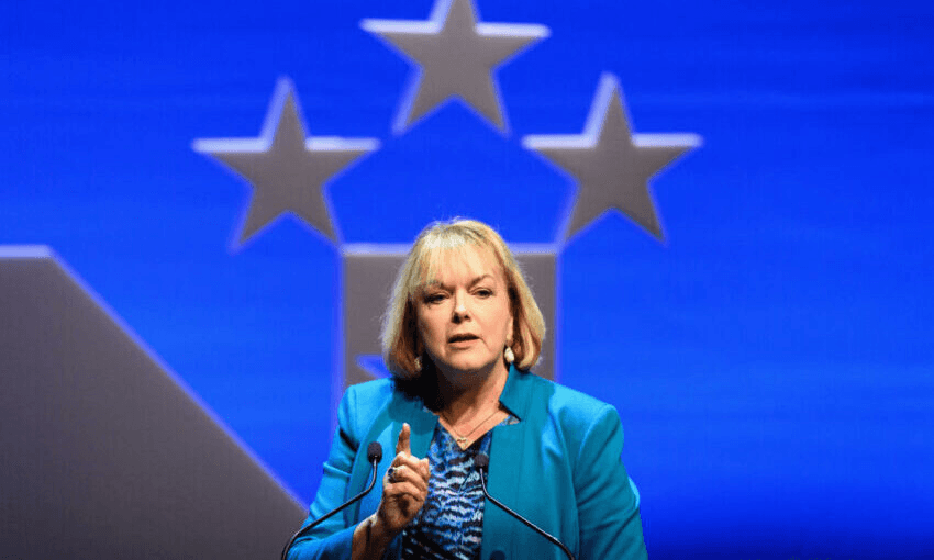 Judith Collins at the National Party Conference in, 2019. (Photo by Kai Schwoerer/Getty Images) 
