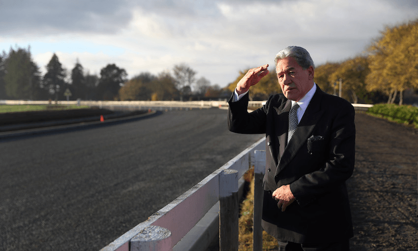 Winston Peters visits the Cambridge All-Weather Race Track on June 9 (Photo: Getty Images) 
