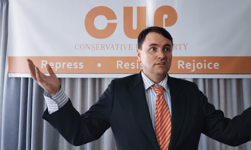 Sainsbury stars as conservative politician Darren Bellows in new show Sextortion (Photo: TVNZ) 
