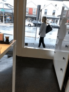 Nikki Kaye waiting for a cab