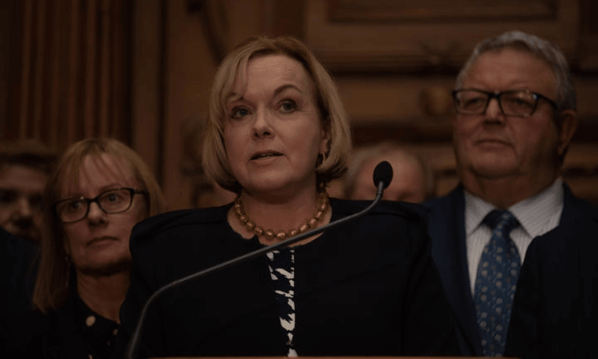 Judith Collins at her first press conference as National leader (Radio NZ, Samuel Rillstone)  
