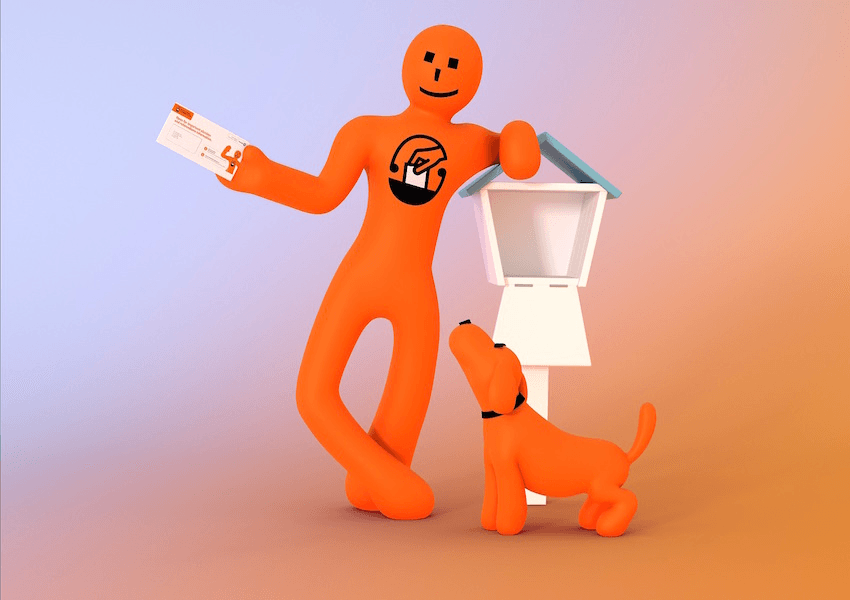 Orange Guy and Pup (Photo: Electoral Commission) 
