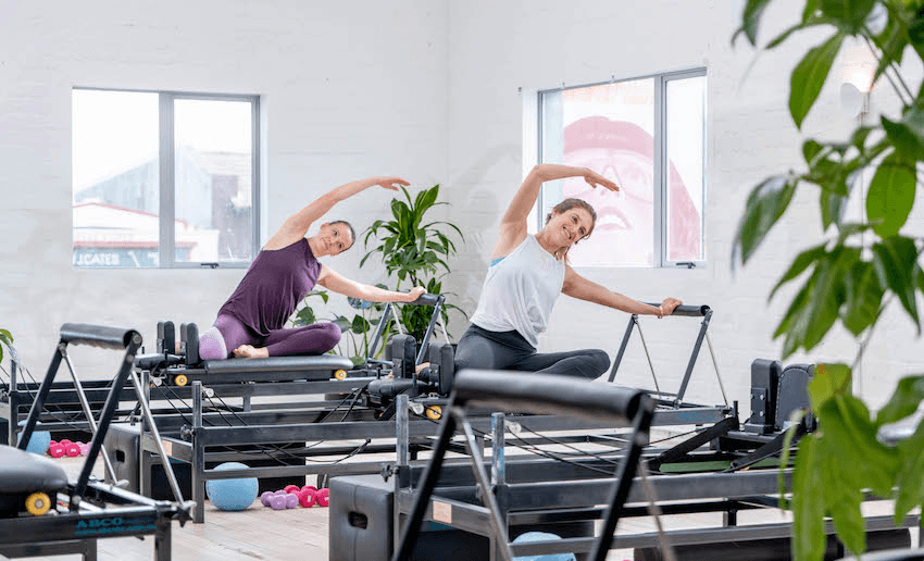 Day and Lax on the reformer machines at Unity Studios (Photo: Andy Day)