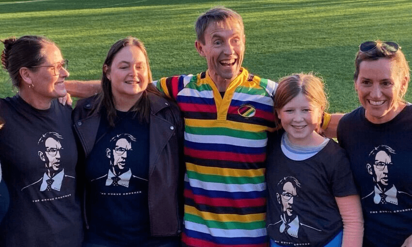 Ashley Bloomfield and fans in Wainuiomata. Photo: Justin Giovannetti
