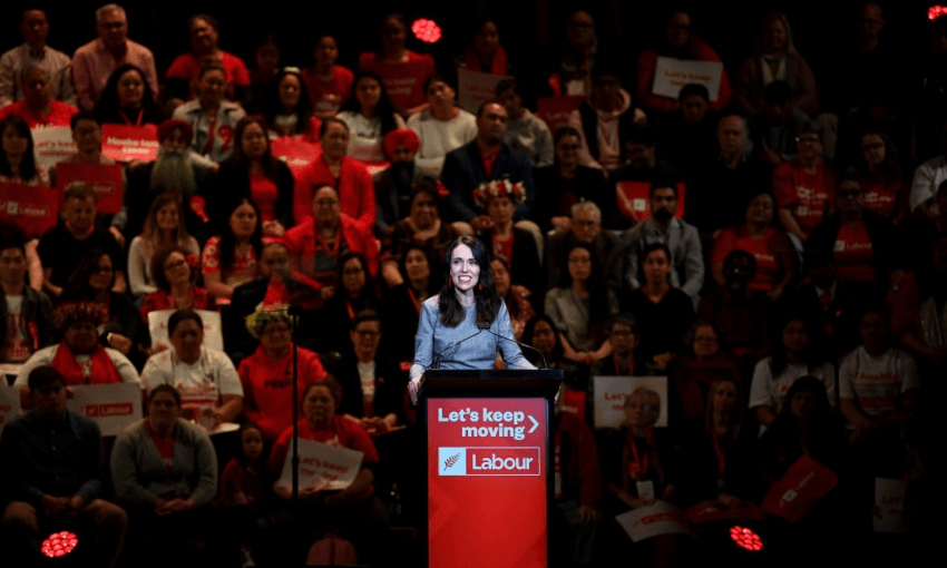 Jacinda Ardern launching Labour’s re-election campaign at the Auckland Town Hall (Getty Images) 
