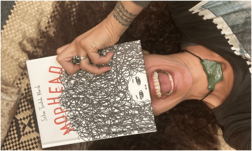 Selfie with self-portrait (Photo: Selina Tusitala Marsh) 
