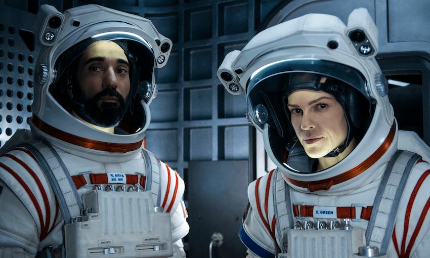 Ray Panthaki and Hilary Swank in new Netflix drama Away. (Photo: Diyah Pera/Netflix) 

