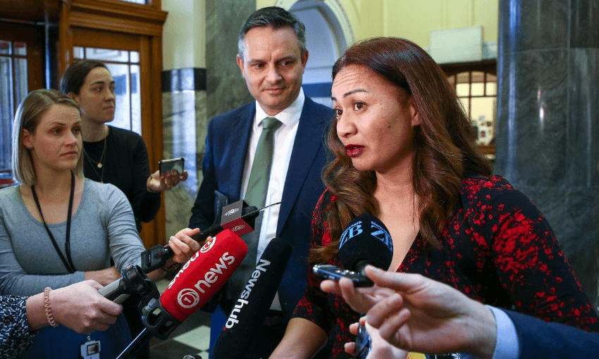 Green Party Co-leaders Marama Davidson and James Shaw (Photo: Getty/Hagen Hopkins/Stringer) 
