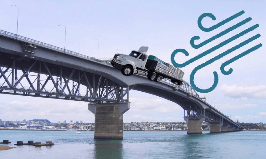 Artist’s impression of what happened on the Harbour Bridge on Friday. 
