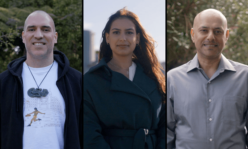 Simon Day, Jacinta Gulasekharam and Haider Khan (Photos: The Spinoff)