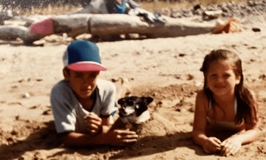 Nadine and her brother at the beach as kids (Photo: Supplied) 

