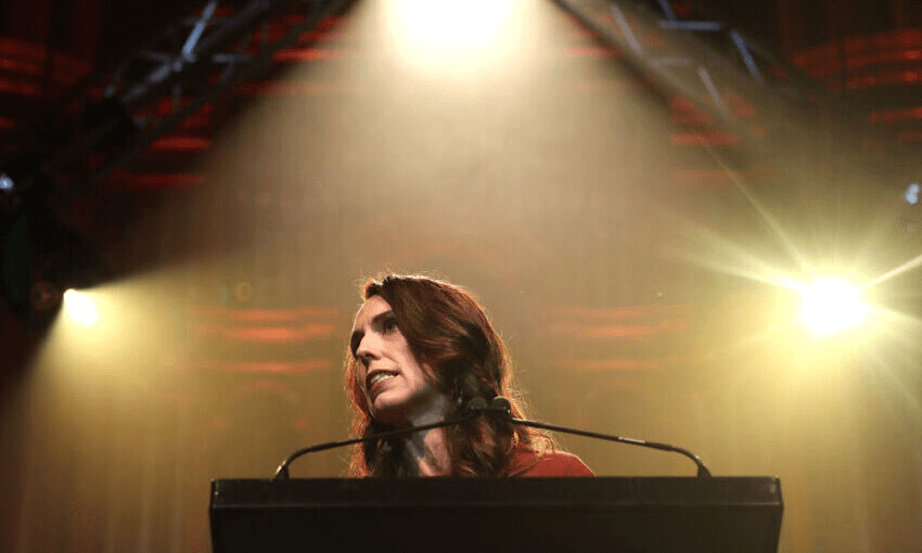 Jacinda Ardern speaks during the Labour election night party at the Auckland Town Hall. (Photo by Phil Walter/Getty Images) 
