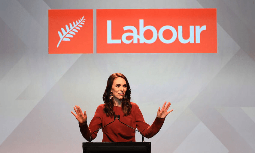 Jacinda Ardern at Auckland Town Hall. (Photo: Hannah Peters/Getty Images) 

