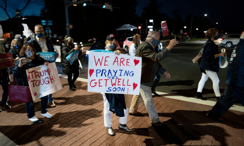 Trump supporters rallying outside Walter Reed military hospital (Getty Images)  
