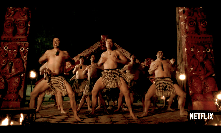 A screengrab of the haka scene that features in the trailer for season four of The Crown
