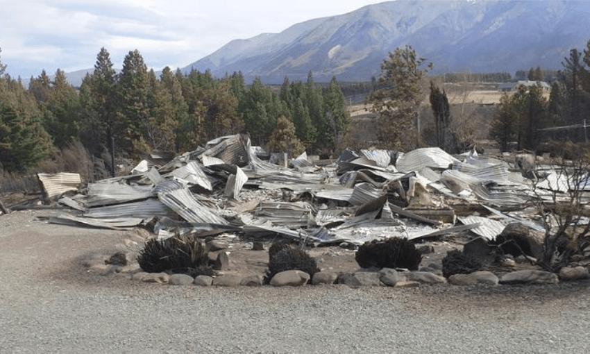 A fire damaged building in the Lake Ohau village (Radio NZ, Anan Zaki) 

