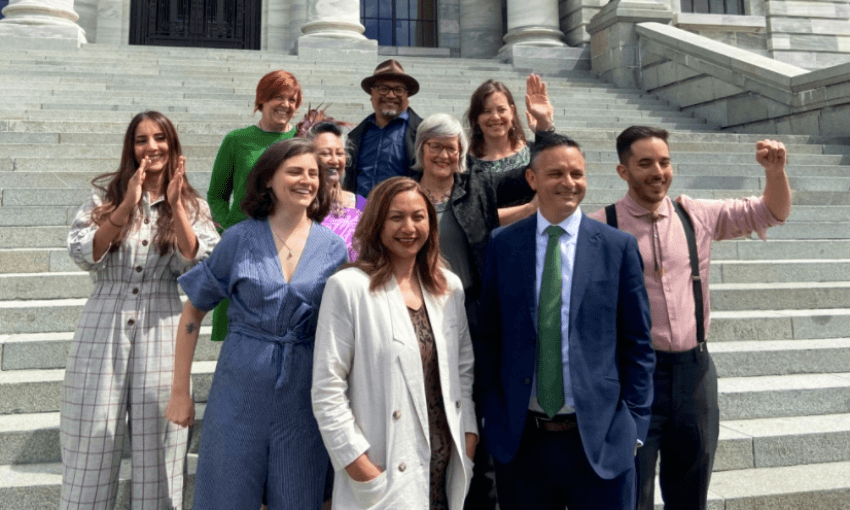 The Green Party caucus for 2020, minus Steve Abel who might make it in on the special votes (Justin Giovannetti)  
