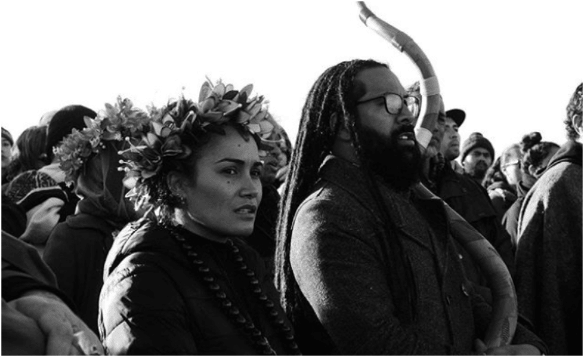 Pania Newton and Matt Renata during the campaign at Ihumātao. (Photo: Jess Thompson – Māori Mermaid)