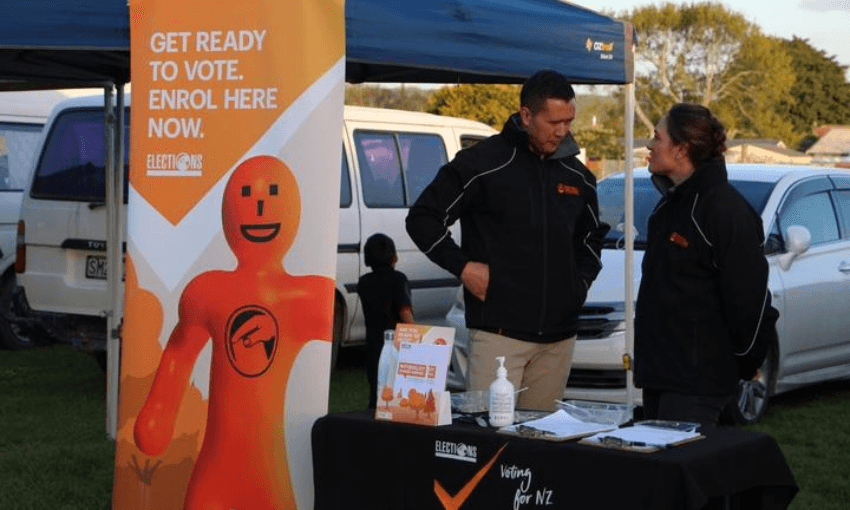An Electoral Commission stand at the Kaikohe markets (Radio NZ, Meriana Johnsen)