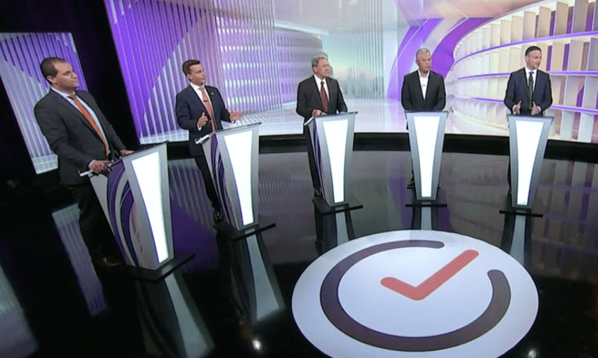 The five chaps who took part in the TVNZ minor party debate (Credit: One News)