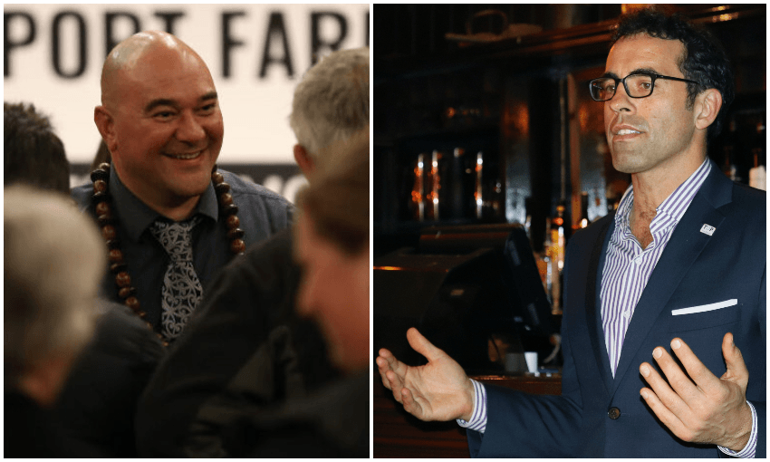 New Conservative deputy leader Elliot Ikilei, left, and TOP leader Geoff Simmons (Photos: Supplied)