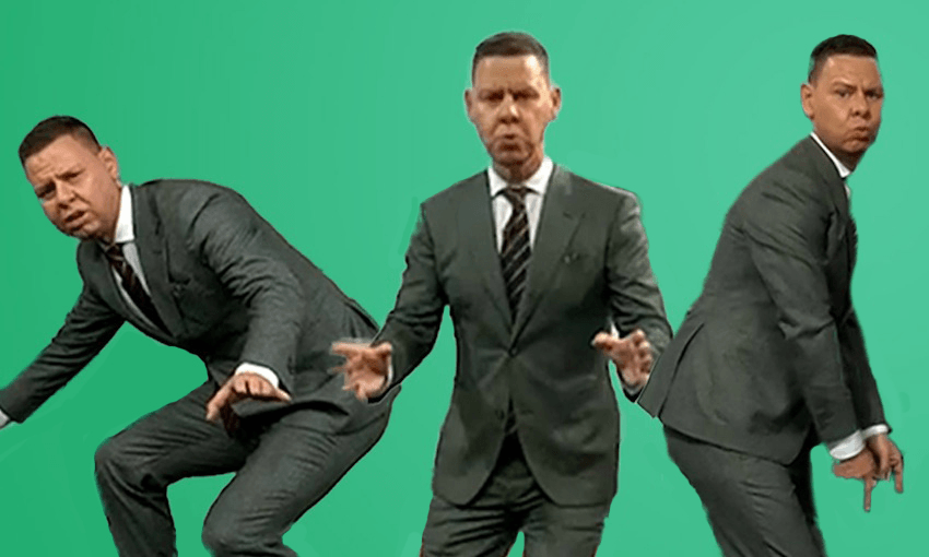 Paddy Gower having a big one.