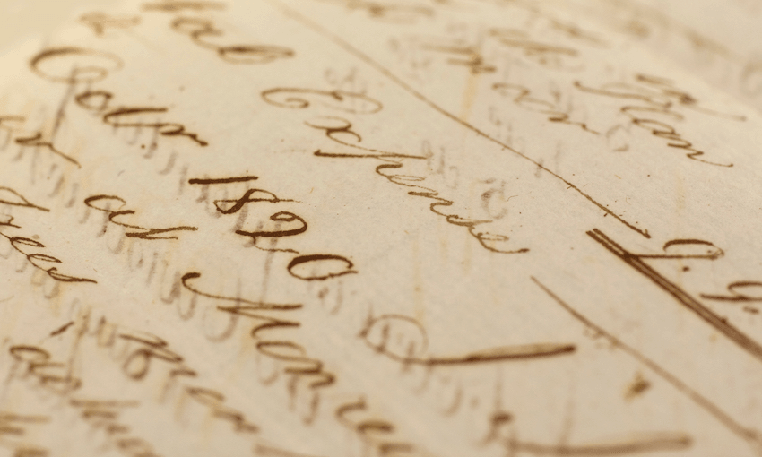 Old handwriting on shabby pages