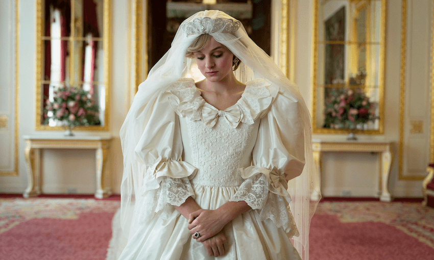 Emma Corrin as Princess Diana on her wedding day in season four of The Crown. (Photo: Netflix) 
