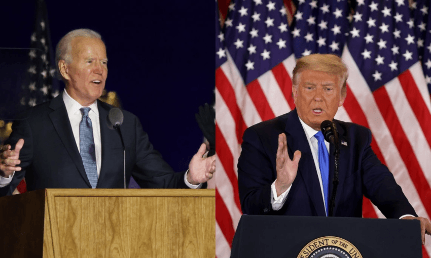 Joe Biden and Donald Trump making their election night remarks (Getty Images)  
