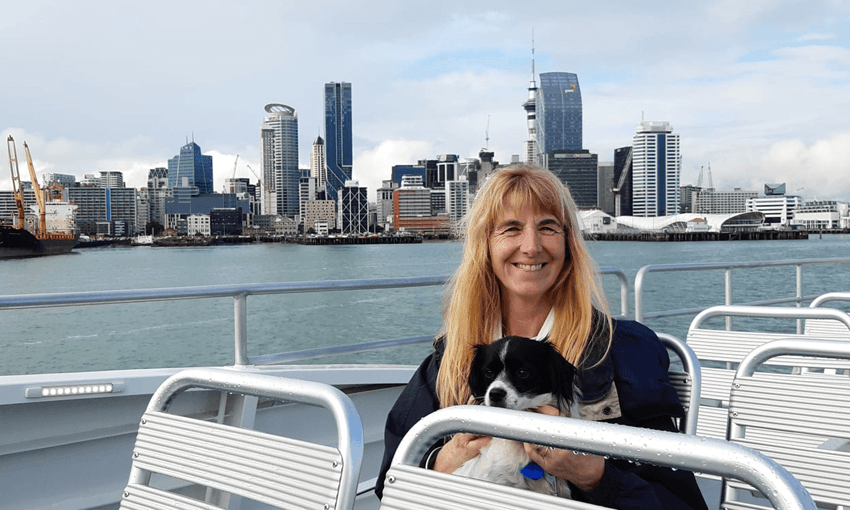 Cathy Casey and her dog Suzie travelling by ferry (Photo: Supplied) 
